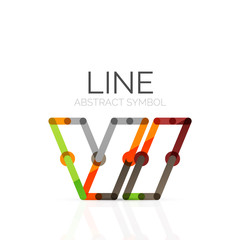 Linear abstract logo, connected multicolored segments of lines geometrical figure