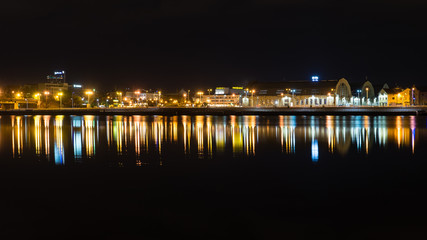 Fototapeta premium night city reflections in river