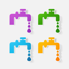 Paper clipped sticker: faucet