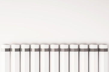 Pencil arrange in a row, with copy space, 3D rendered