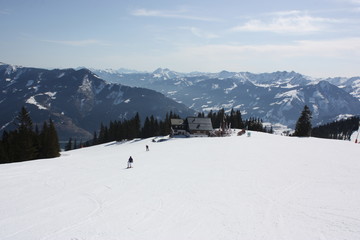 Ski trail, Zell am See skiing resort. 
