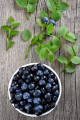 Ripe blueberries, top view