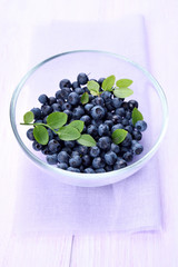 Blueberries in glass bowl