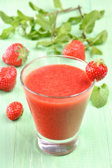 Strawberry juice in glass