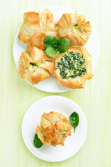 Spinach baking, top view