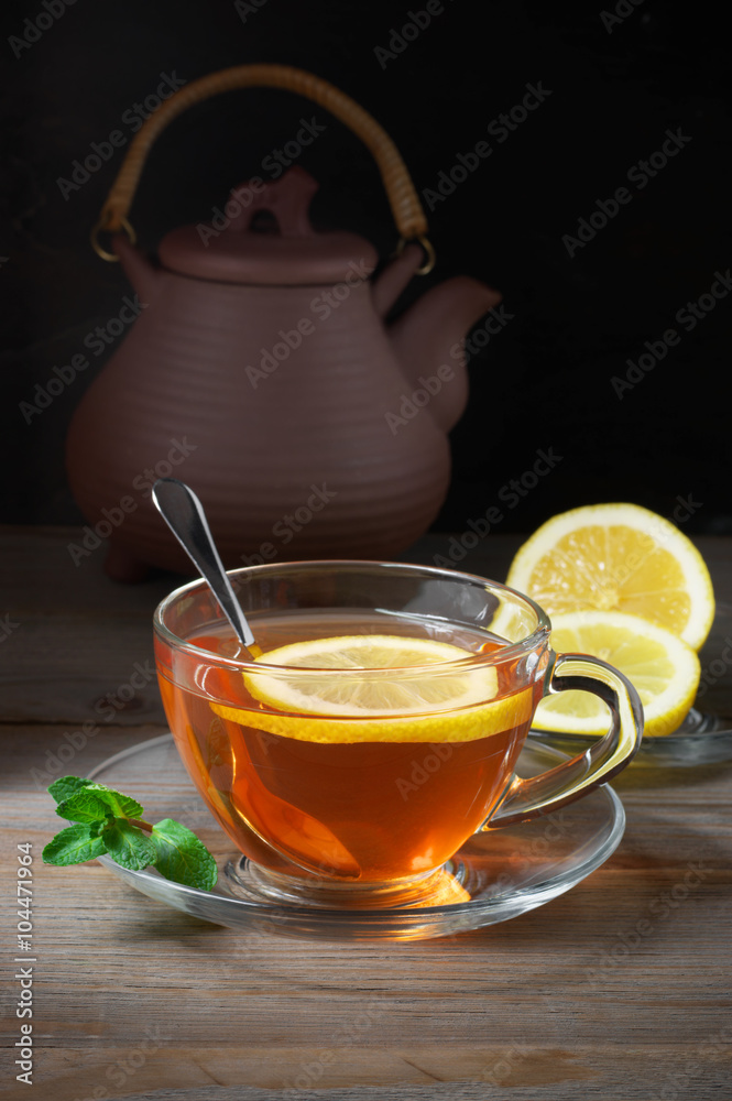 Wall mural tea in glass cup