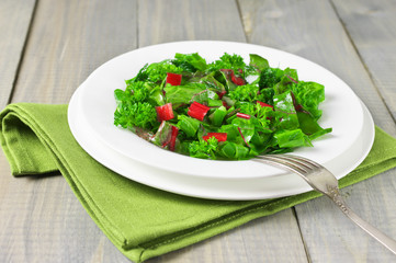 Leafy vegetables salad in plate