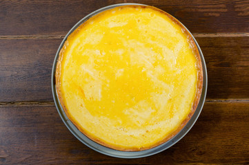 Round cheese cake top view