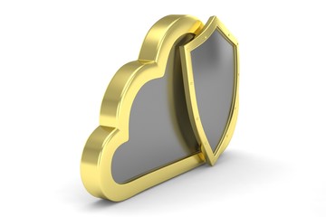 cloud and shield, cloud security concept