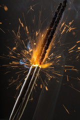 fire smoke and sparks