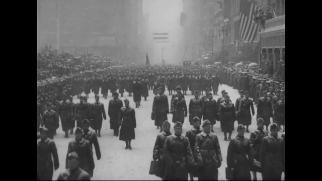Huge parades of soldiers in American cities prior to World War One.