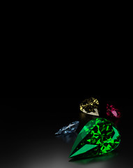 Colored Gems on Black Background