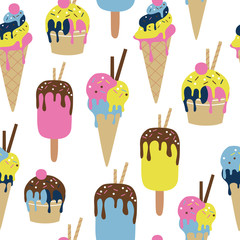 Ice cream seamless pattern. 