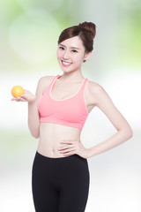 Fototapeta premium smile woman hold orange