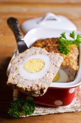 Meat Loaf with boiled egg