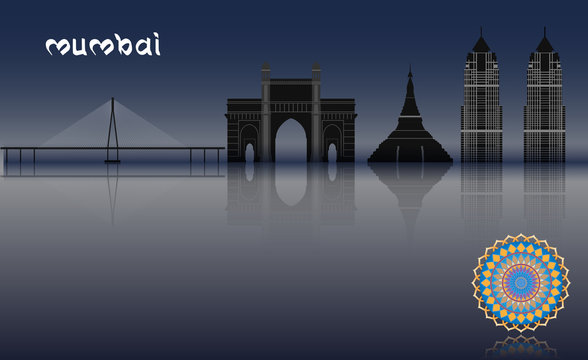 Vector Mumbai cityscape background