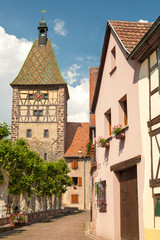 Fototapeta na wymiar Picturesque village of Bergheim, Alsace France