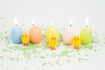 Easter, small chick and eggs