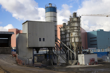 Concrete plant in an industrial zone.