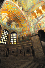 Fototapeta na wymiar Ancient Byzantine Mosaics and art in St Vitalis, Ravenna