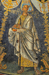 Ancient byzantine mosaic of the apostle Bartholomew