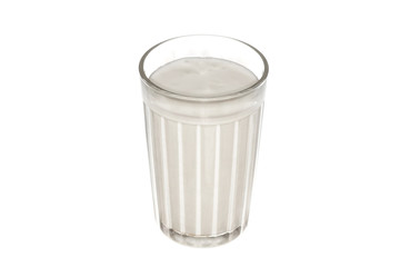 Yogurt in a glass, isolated on the white.