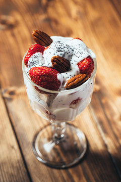 Delicious cup of strawberries and cream