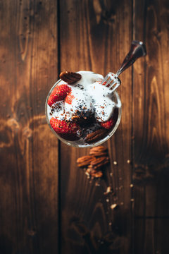 Delicious cup of strawberries and cream