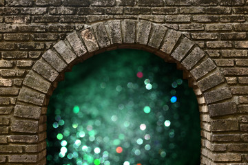 bokeh light from dark brick tunnel