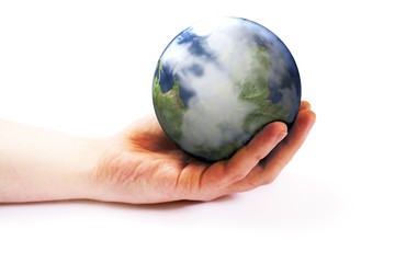 Hand holding earth