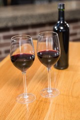 View of two glasses of red wine