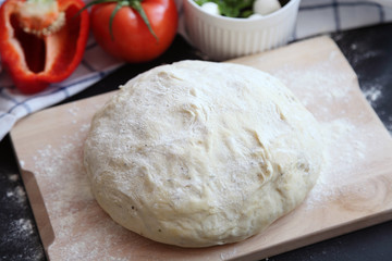 Yeast dough on the table