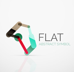 Logo - abstract minimalistic linear flat design. Business hi-tech geometric symbol, multicolored segments lines