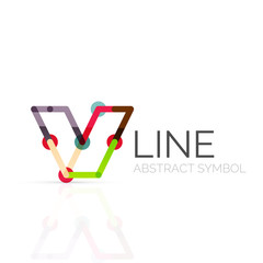 Linear abstract logo, connected multicolored segments of lines geometrical figure