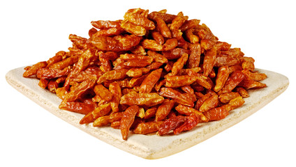 DISH OF DRIED RED CHILLIES CUT OUT