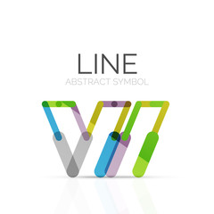 Linear abstract logo, connected multicolored segments of lines geometrical figure