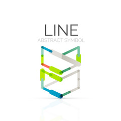 Linear abstract logo, connected multicolored segments of lines geometrical figure