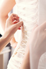 bridesmaids and wedding dress