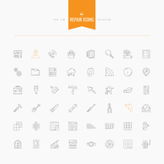 Repair, interior design, accessories and supplies icons set. Thi