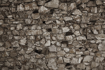 Ancient wall built of bricks