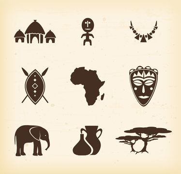 African icon set vector