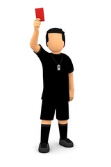 Fußball Schiedsrichter mit rote Karte und Pfeife