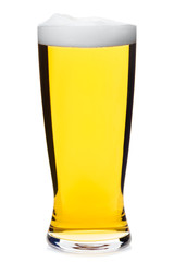 Tall glass of pilsner beer isolated