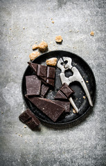 Bitter dark chocolate with a punch of sugar.