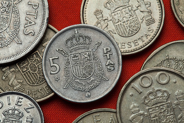 Coins of Spain. Spanish national emblem