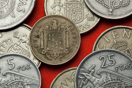 Coins of Spain. Spanish state emblem under Franco