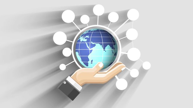 global earth networking tags and icons background in hand motion graphics