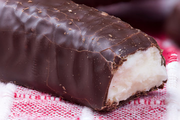 Chocolate banana in close macro view