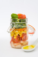salad in jar isolated