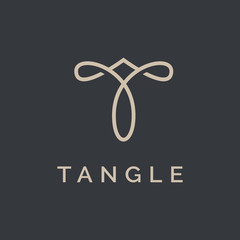 Abstract elegant ornament logotype sign mark icon t letter vector design. Universal premium symbol 